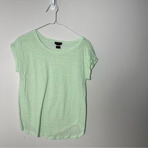 EUC Womens Ann Taylor Mint Green Short Sleeve Shirt Blouse Top XS Linen